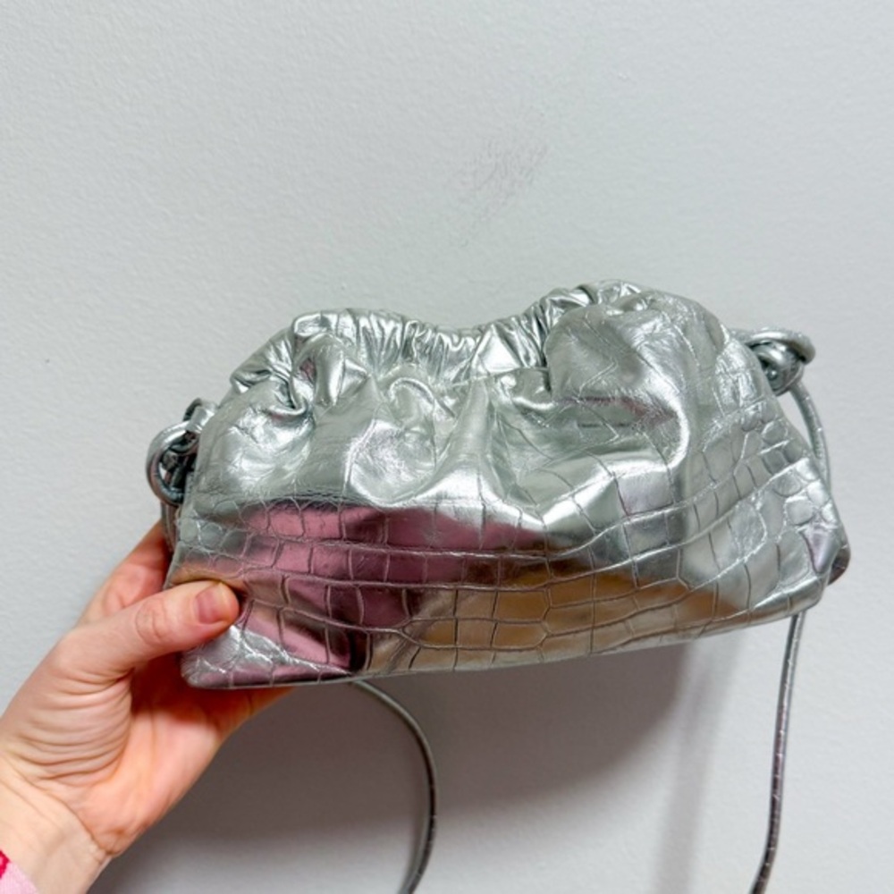 Mansur Gavriel bag silver metallic cloud clutch convertible shoulder party